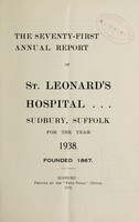 view Annual report of St. Leonard's Hospital : 1938.