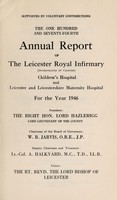 view Annual report of the Leicester Royal Infirmary, Children's Hospital and Leicester and Leicestershire Maternity Hospital : 1946.