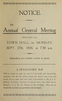 view Annual report : 1926 / Ilkeston Hospital.