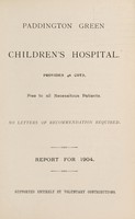 view Report : 1904 / Paddington Green Children's Hospital.