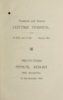 view Annual report & accounts : 1933 / Nantwich & District Cottage Hospital.