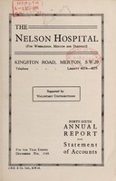 view Annual report and statement of accounts : 1945 / Nelson Hospital.