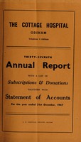 view Annual report with a list of subscriptions & donations together with a statement of accounts : 1947 / Cottage Hospital, Odiham.