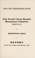 view Report : 1949 / Park Prewett Group Hospital Management Committee.