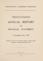 view Annual report : 1927 / Pontypool and District Hospital.