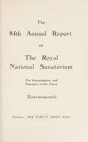 view Annual report of the Royal National Sanitorium for Consumption and Diseases of the Chest, Bournemouth : 1938.