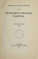 view Annual report of the Peter Bent Brigham Hospital : 1920.