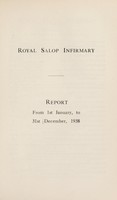 view Report of the Royal Salop Infirmary : 1938.