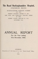view Annual report  : 1933 / Royal Buckinghamshire Hospital.