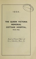 view Annual report : 1934 / Queen Victoria Memorial Cottage Hospital, Herne Bay.