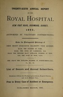 view Annual report of Royal Hospital Hospital, Kew Foot Road, Richmond, Surrey : 1893.