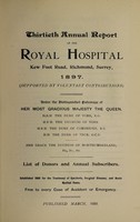 view Annual report of Royal Hospital Hospital, Kew Foot Road, Richmond, Surrey : 1897.