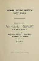 view Annual report on the work of the Richard Murray Hospital : 1935 / Richard Murray Hospital Joint Board.