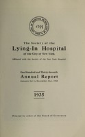 view Annual report : 1935 / Society of the Lying-in Hospital of the City of New York.