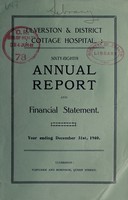 view Annual report and financial statement : 1940 / Ulverston & District Cottage Hospital.