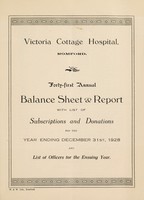 view Annual balance sheet and report : 1928 / Victoria Cottage Hospital, Romford.