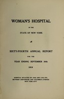 view Annual report : 1919 / Woman's Hospital in the State of New York.