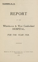 view Report of the Whitehaven & West Cumberland Hospital : 1928.