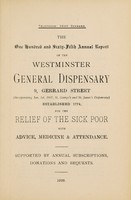 view Annual report of the Westminster General Dispensary : 1938.