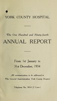 view Annual report : 1934 / York County Hospital.