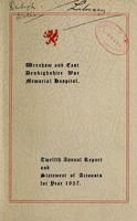 view Annual report and statement of accounts : 1937 / Wrexham and East Denbighshire War Memorial Hospital.