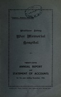 view Annual report and statement of accounts : 1946 / Waltham Abbey War Memorial Cottage Hospital.