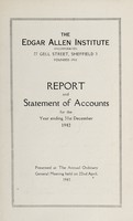 view Report and statement of accounts : 1942 / Edgar Allen Institute.