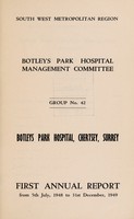 view Annual report : 1948-49 / Botleys Park Hospital Management Committee.