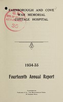 view Annual report : 1934-35 / Farnborough and Cove War Memorial Cottage Hospital.