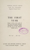 view Report : 1948/49 / Luton and Hitchin Group Hospital Management Committee.