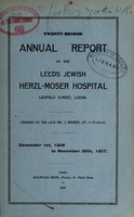 view Annual report of the Leeds Jewish Herzl-Moser Hospital : 1926/27.