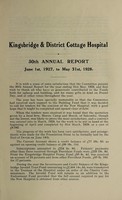 view Annual report : 1927/28 / Kingsbridge and District Cottage Hospital.