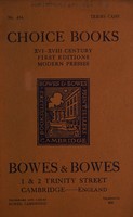 view Sales catalogue: Bowes & Bowes