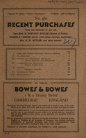 view Sales catalogue: Bowes & Bowes