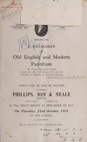 view Sales catalogue: Phillips, Son and Neale