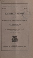 view Quarterly report of the Mysore Department of Health.