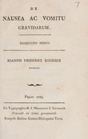 view De nausea ac vomitu gravidarum / [Johann Friedrich von Körber].