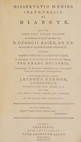 view Dissertatio medica inauguralis, de diabete / [James Vernon].