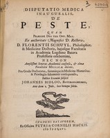 view Disputatio medica inauguralis de peste ... / [Johannes Bidloo].
