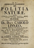 view Dissertatio academica de politia naturae / [Henrik Christian Daniel Wilcke].