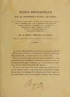 view Notice biographique sur le professeur Buniva, de Turin, lue à la séance publique tenue à l'École Royale Vétérinaire de Lyon, le lundi 7 septembre 1835 / [Claude Julien Bredin].