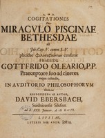 view Cogitationes de miraculo Piscinae Bethesdae / [David Ebersbach].
