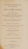 view Dissertatio medica inauguralis, de inflammatione ... / Eruditorum examini subjicit Patricius Magrane.