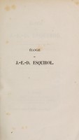 view Éloge de J.-É.-D. Esquirol, lu dans la séance publique annuelle de l'Acadédmie Royale de Médecine du 17 décembre 1844 / [Etienne Pariset].