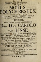 view Dissertatio diaetetica in qua motus polychrestus, delineatur / [Christian Lado].