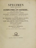 view Specimen medico inaugurale de sympathia in genere / [Henricus Herden].