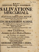 view Dissertatio medica inauguralis de salivatione mercuriali ... / [Georg Conrad de Horn].