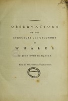 view Observations on the structure and oeconomy of whales / By John Hunter, Esq., F.R.S. : from the Philosophical transactions.