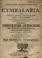 view Dissertatio medico-botanica de cymbalaria ... / [Johann Heinrich Hermann].
