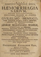 view Dissertatio inauguralis medica de haemorrhagia narium / [Gottfried Erdmann Kau].